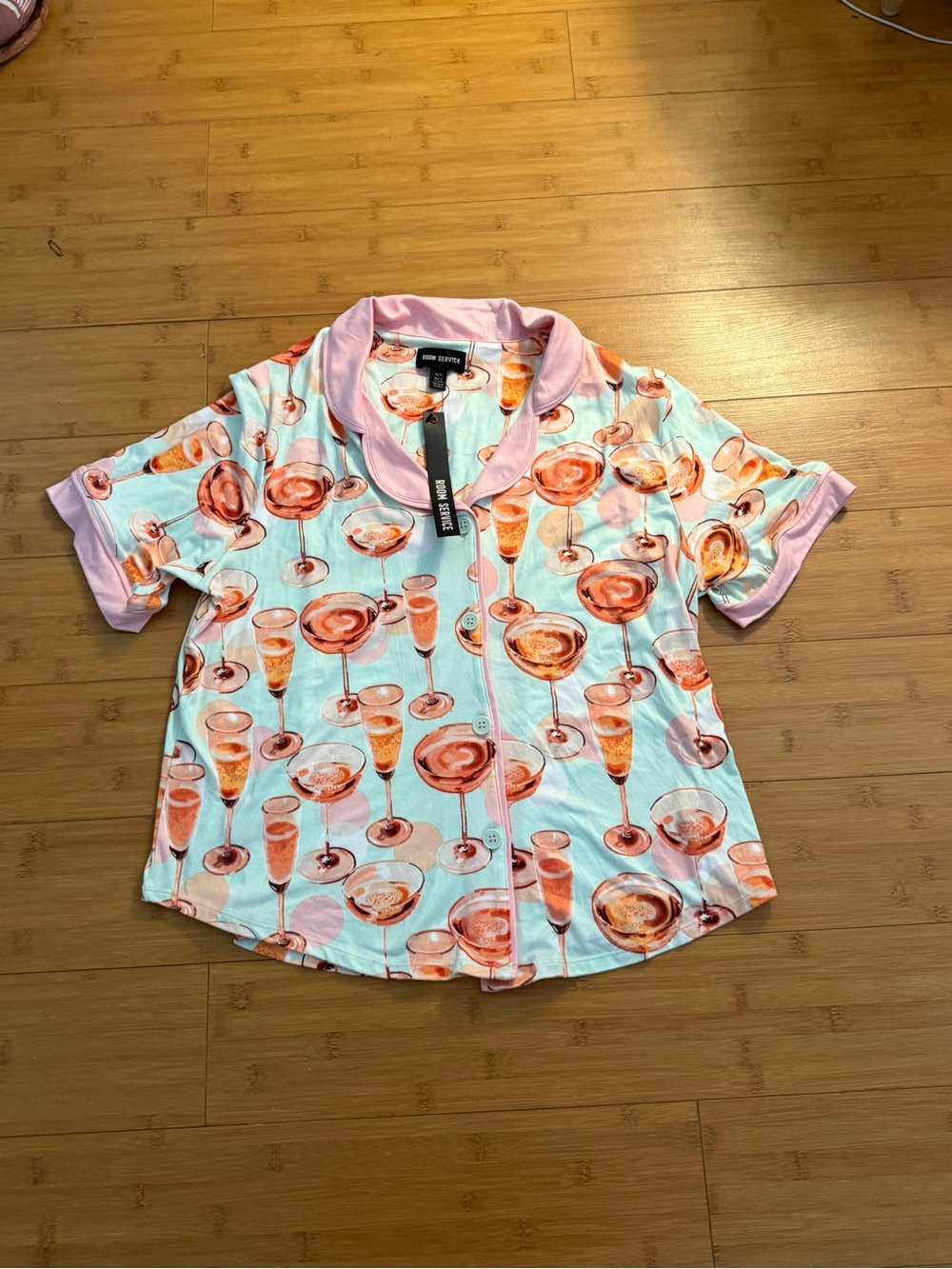 Women’s Mint & Pink Cocktail-Print Pajama Set - Picture 2 of 11